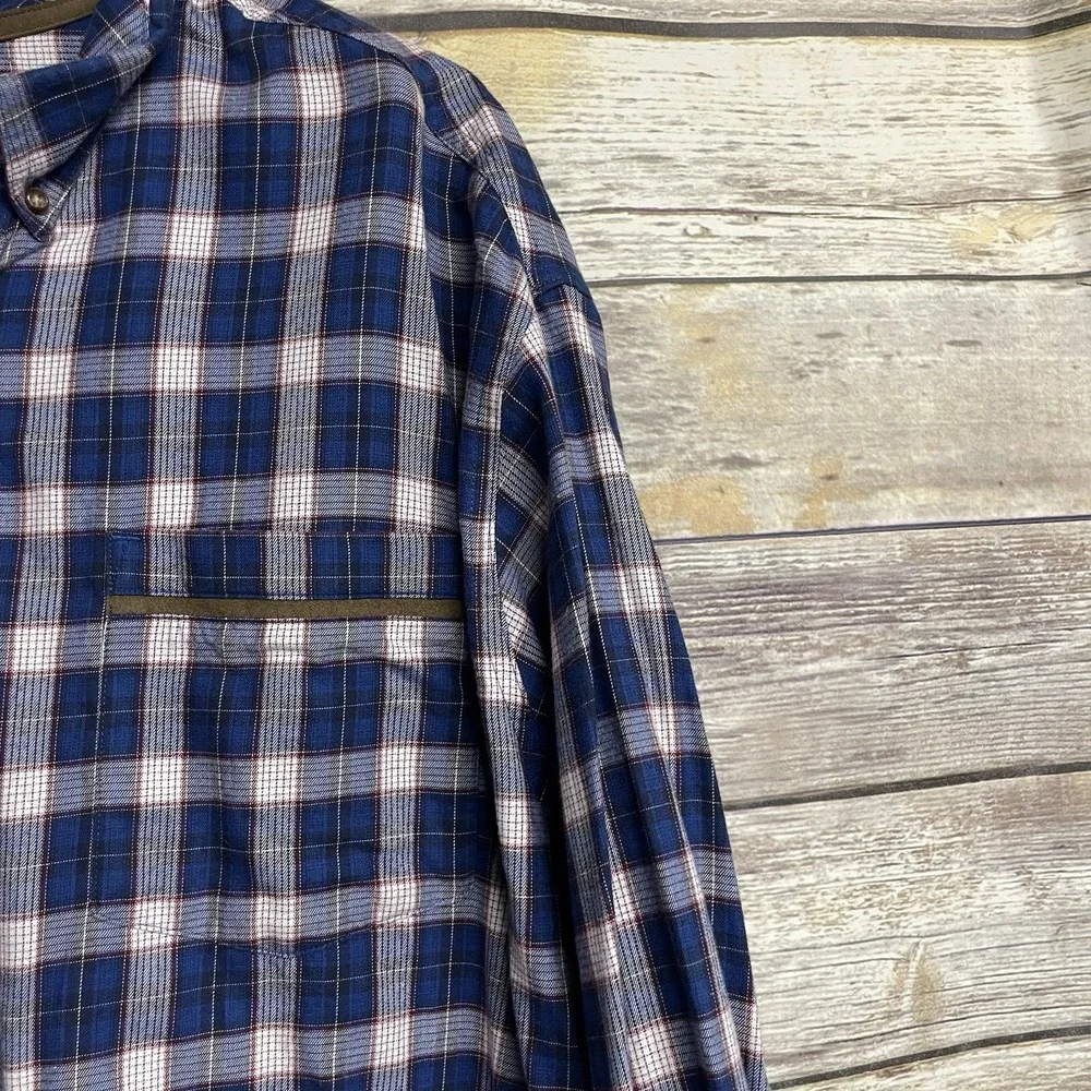 Cabela's Flip Cuff Button Down Shirt Men's 2XL Cotton Plaid Long‎ Sleeve Country